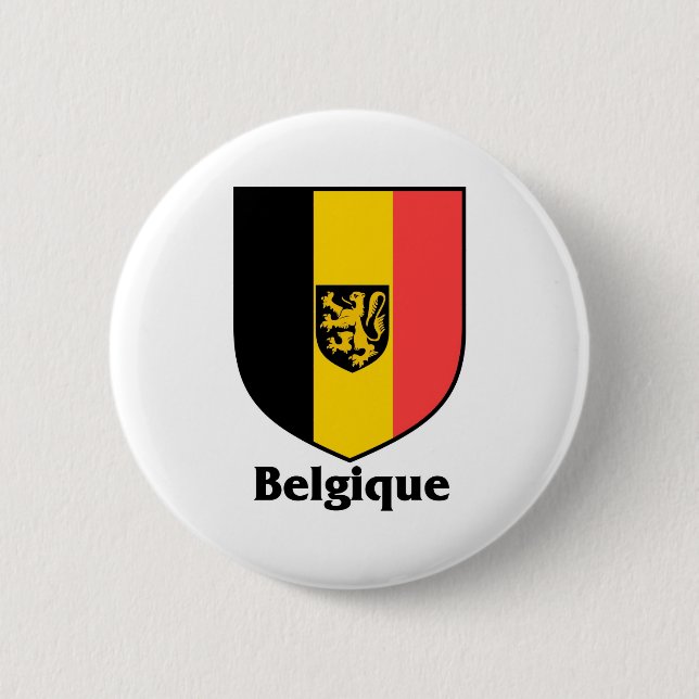 Belgique Crest / Belgium Flag Pinback Button (Front)