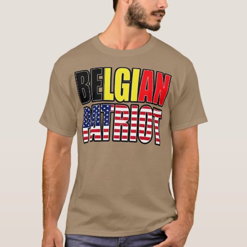 Belgium American Patriot Pride Heritage Flag Gift  T_Shirt