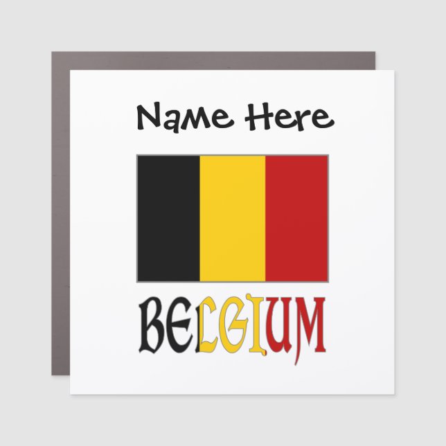 Belgium and Belgian Flag Personalized  Car Magnet (Front)