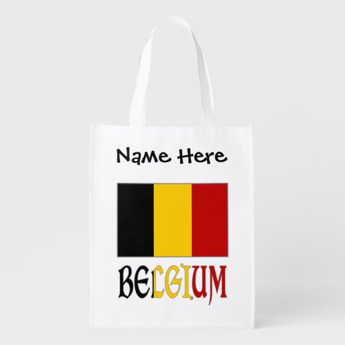 Belgium and Belgian Flag Personalized  Grocery Bag