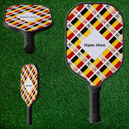 Belgium and Belgian Flag Tiled with Your Name Pickleball Paddle