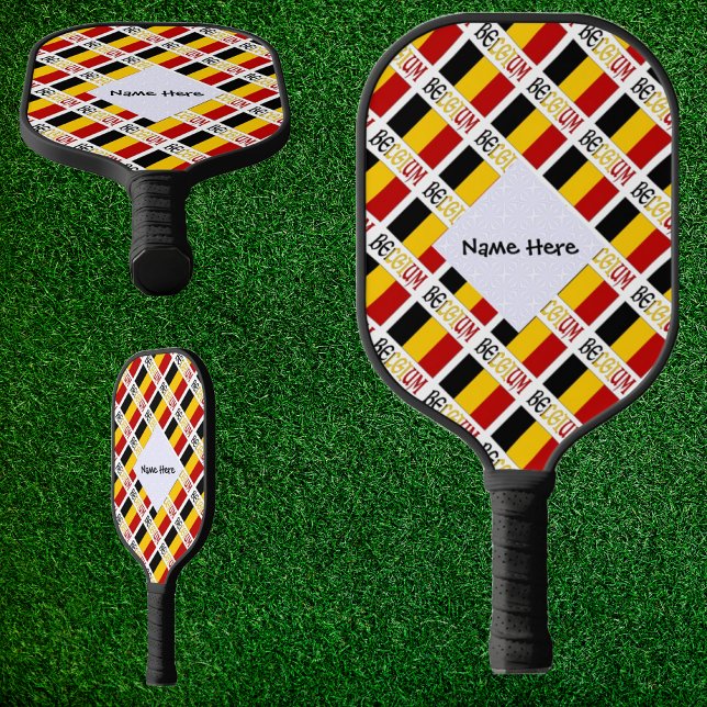 Belgium and Belgian Flag Tiled with Your Name Pickleball Paddle (Creator Uploaded)