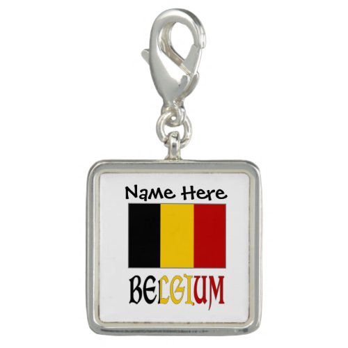 Belgium and Belgian Flag with Your Name Charm