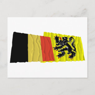 Belgium and Flanders Region Waving Flags Postcard