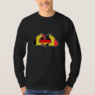 Belgium and Germany  Heart hand friendship  T-Shirt