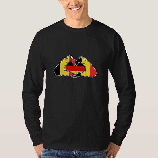 Belgium and Germany  Heart hand friendship  T-Shirt (Front)