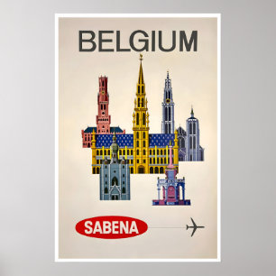 Belgium Architecture Art Vintage Travel Poster