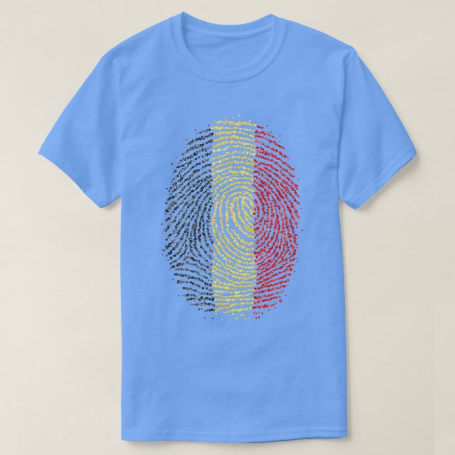 Belgium Belgian Belgian Fingerprint Flag T-Shirt (Design Front)