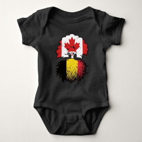 Belgium Belgian Canadian Canada Tree Roots Flag Baby Bodysuit