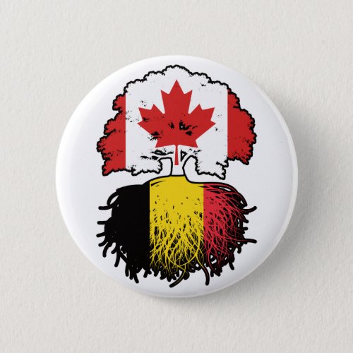 Belgium Belgian Canadian Canada Tree Roots Flag Button