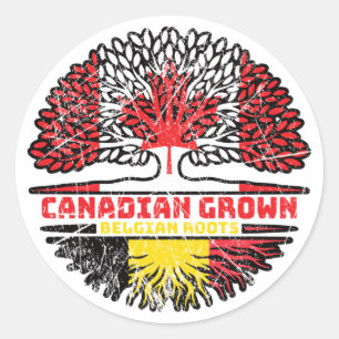 Belgium Belgian Canadian Canada Tree Roots Flag Classic Round Sticker