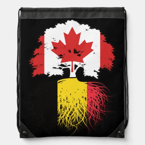 Belgium Belgian Canadian Canada Tree Roots Flag Drawstring Bag