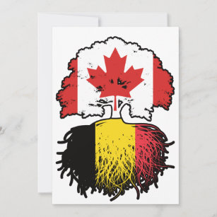 Belgium Belgian Canadian Canada Tree Roots Flag Invitation