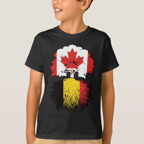 Belgium Belgian Canadian Canada Tree Roots Flag T_Shirt
