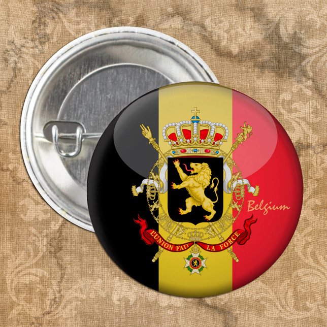 Belgium & Belgian Flag fashion, bags / sports fan Button (Creator Uploaded)