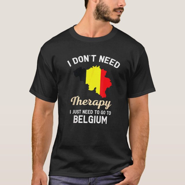 Belgium Belgian Flag Map Travel Vocation T-Shirt (Front)