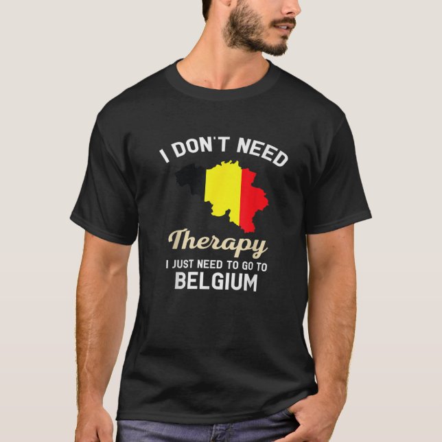 Belgium Belgian Flag Map Travel Vocation T-Shirt (Front)