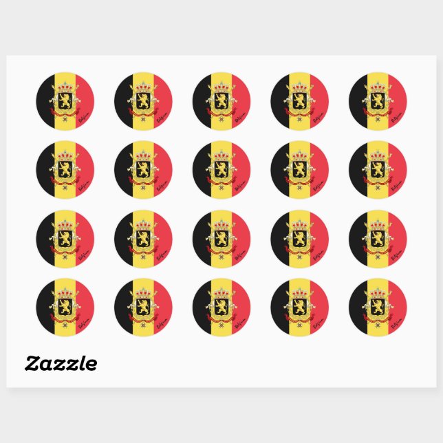 Belgium & Belgian flag patriots, holiday / sports Classic Round Sticker (Sheet)