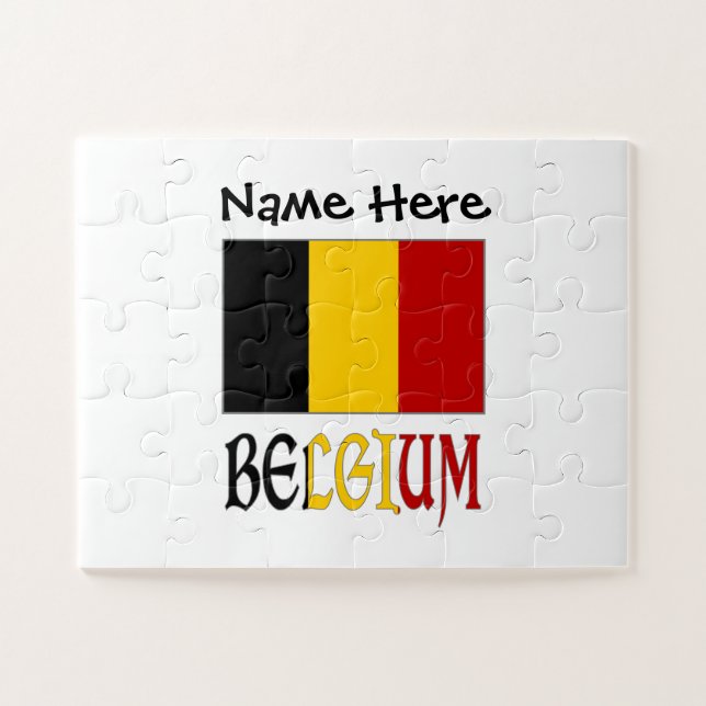 Belgium Belgian Flag Personalized Name  Jigsaw Puzzle (Horizontal)