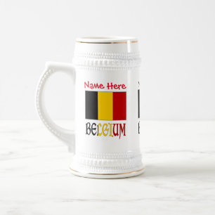 Belgium Belgian Flag Red Personalization Beer Stein