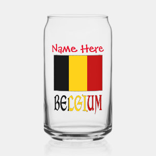 Belgium Belgian Flag Red Personalization Can Glass