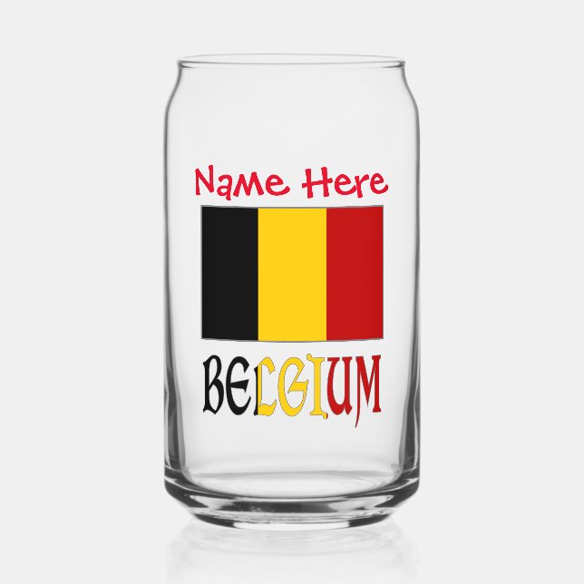 Belgium Belgian Flag Red Personalization Can Glass (Front)