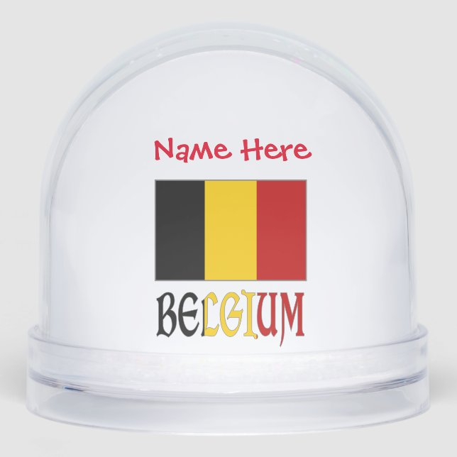 Belgium Belgian Flag Red Personalization  Snow Globe (Front)