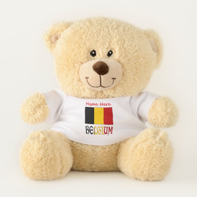 Belgium Belgian Flag Red Personalized  Teddy Bear (Front)