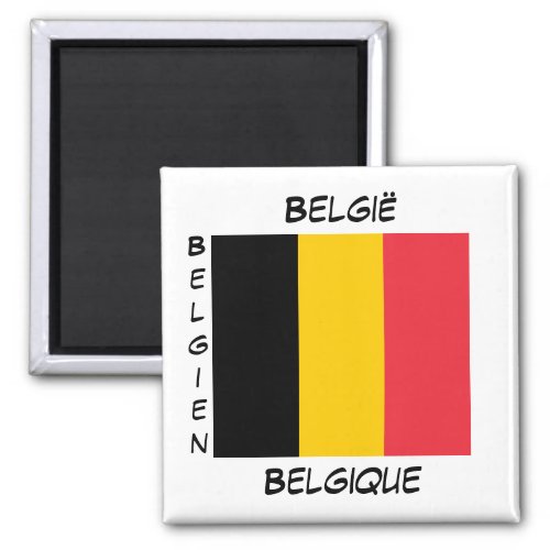 Belgium Belgian Languages Flag Square Magnet