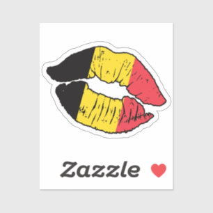 Belgium Belgian Lipstick Love Flag Sticker