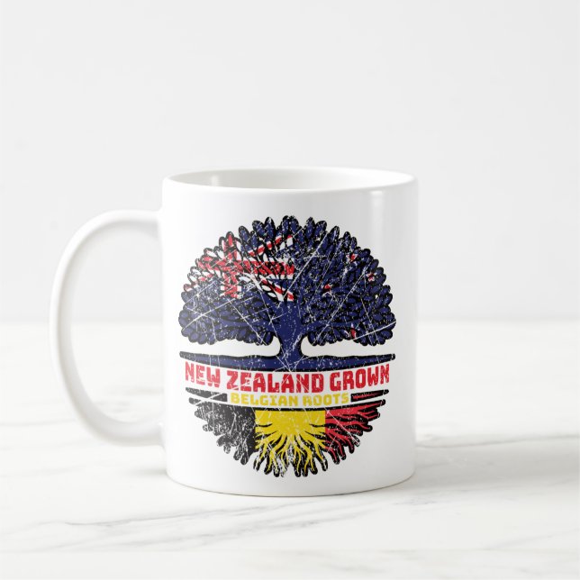 Belgium Belgian New Zealander New Zealand Tree Coffee Mug (Left)