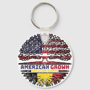 Belgium Belgian US American USA United States Tree Keychain