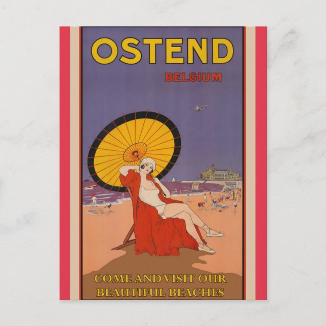 Belgium Belgian Vintage Travel Poster Postcard (Front)