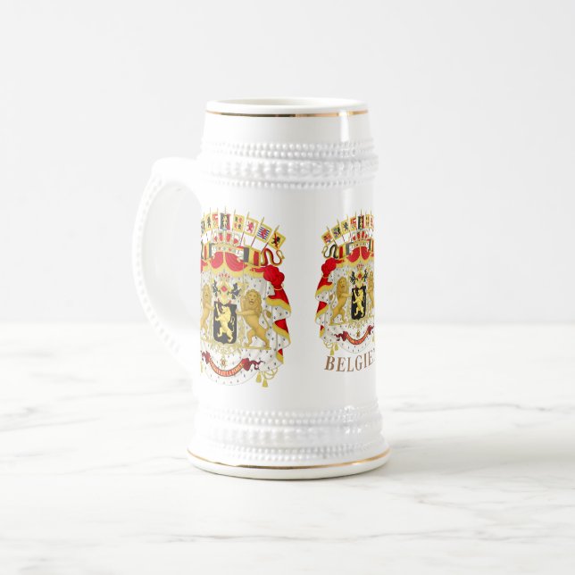Belgium ( BELGIEN) Great Coat of Arms gold crest Beer Stein (Front Left)