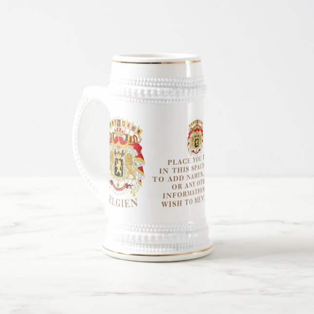 Belgium ( BELGIEN) Great Coat of Arms Personalized Beer Stein (Front Left)