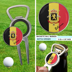 Belgium bottle opener, golf marker, Belgian Flag Divot Tool