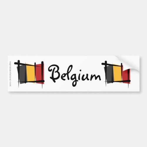 Belgium Brush Flag Bumper Sticker