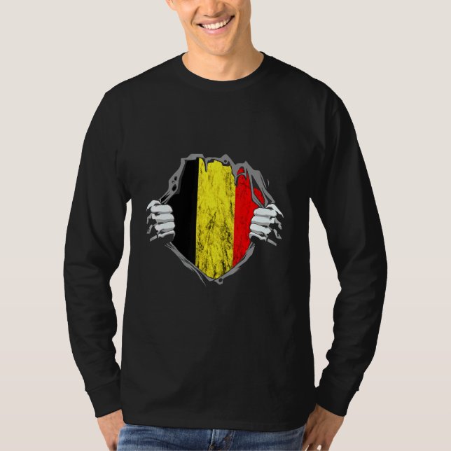 Belgium Chest Belgian Flag Belgique Pride T-Shirt (Front)