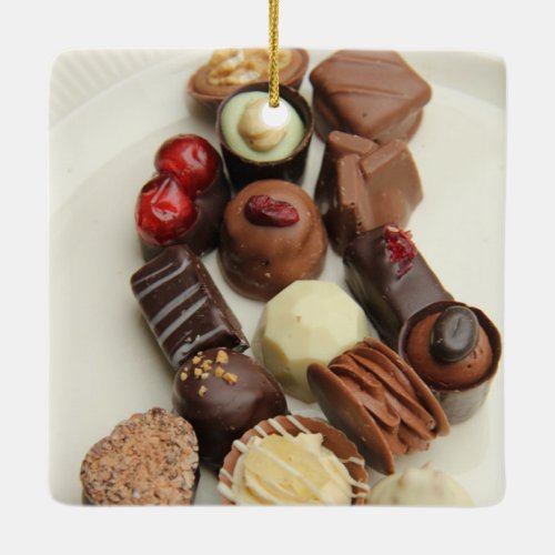 Belgium chocolates ceramic ornament