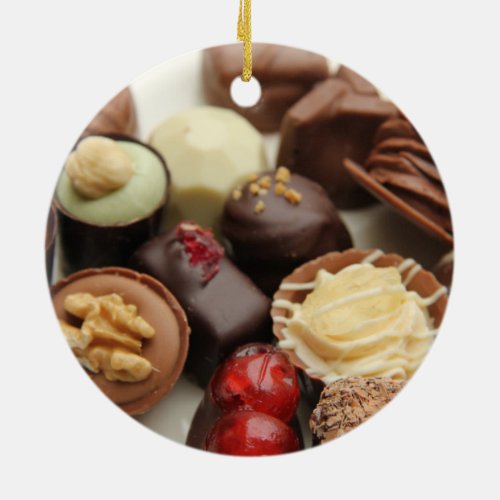 Belgium chocolates ceramic ornament