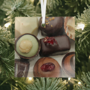 Belgium chocolates glass ornament