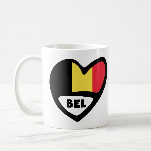 Belgium Country Code Flag Heart BEL Coffee Mug (Left)