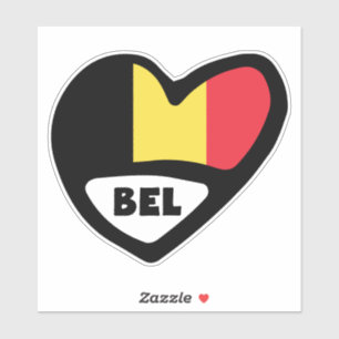 Belgium Country Code Flag Heart BEL  Sticker
