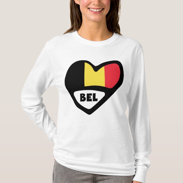 Belgium Country Code Flag Heart BEL T-Shirt (Front)