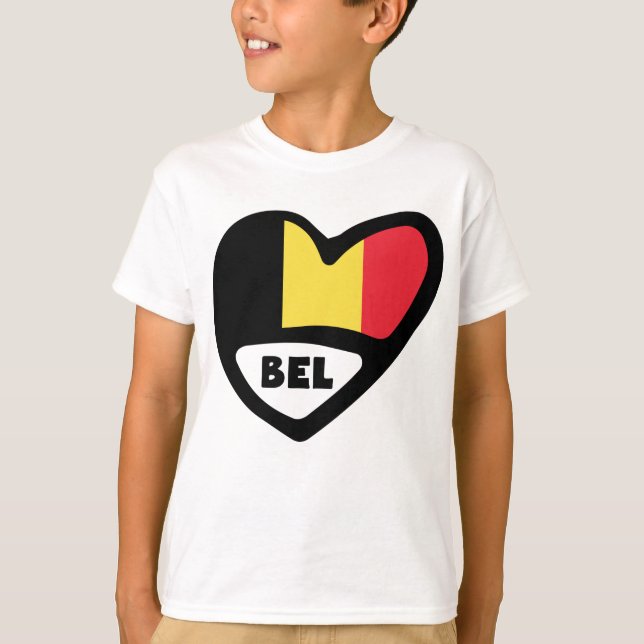 Belgium Country Code Flag Heart BEL T-Shirt (Front)