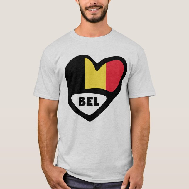 Belgium Country Code Flag Heart BEL T-Shirt (Front)