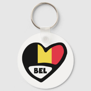 Belgium Country Code Flag Heart Keyring BEL