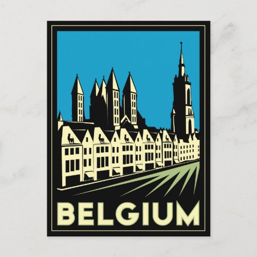 belgium europe art deco retro travel vintage postcard