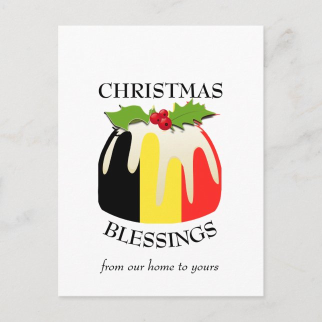 BELGIUM Festive Pudding Christmas Postcard (Front)