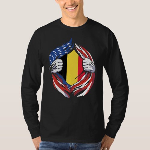 Belgium Flag American Proud of My Belgian Heritage T_Shirt